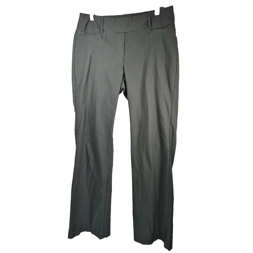 Rekucci Womens Stretch Pull On Bootcut Dress Pants Olive Green Size 14